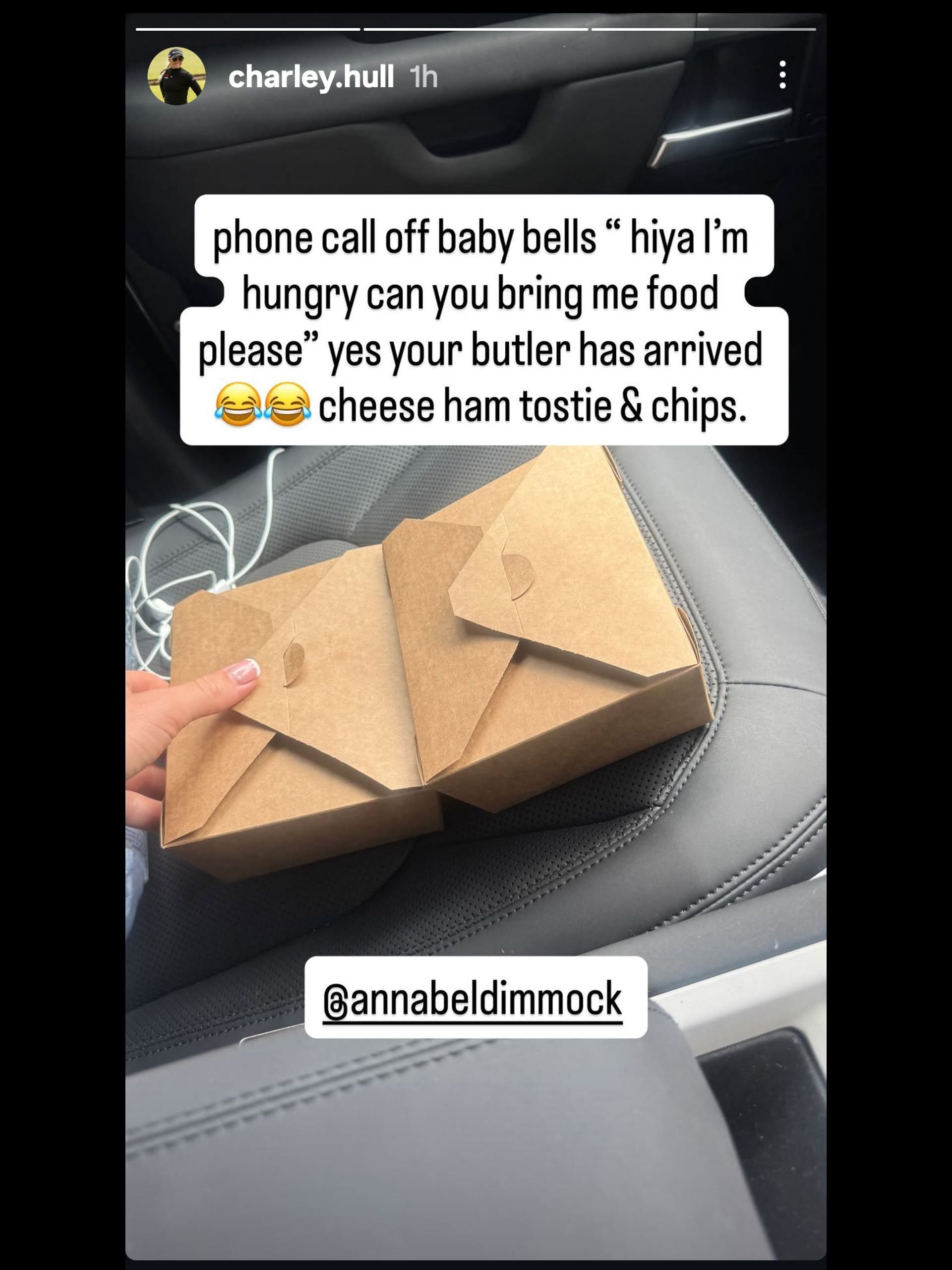 Screenshot taken from Hull's Instagram story | IG: @charley.hull